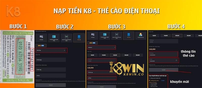 Thẻ cào cũng là hình thức nạp tiền K8 được nhiều người chơi lựa chọn
